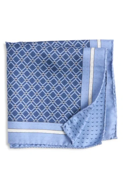 Jack Victor Equestrian Silk Pocket Square In Blue