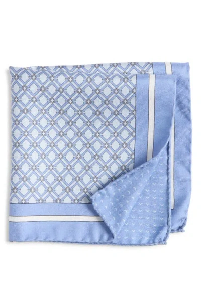 Jack Victor Equestrian Silk Pocket Square In Blue