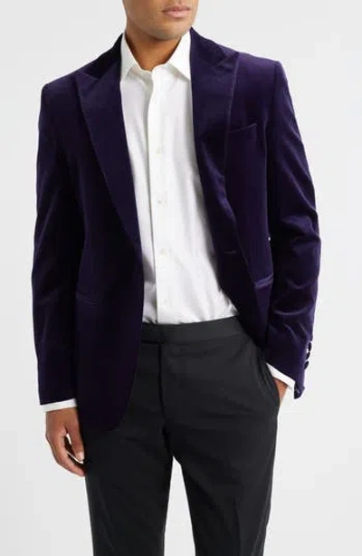 Jack Victor Erie Purple Stretch Velvet Dinner Jacket In Blue