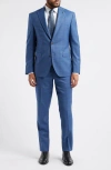 Jack Victor Esprit Blue Mélange Plaid Super 120s Wool Suit In Blue