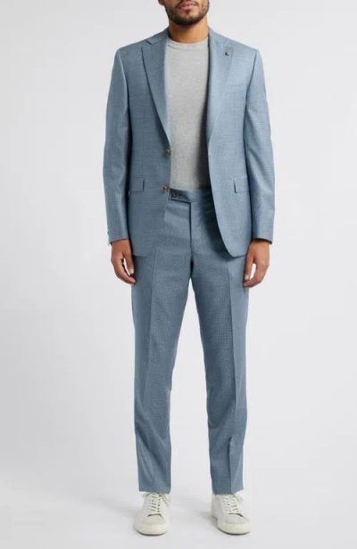 Jack Victor Esprit Blue Microcheck Wool Suit In Light Blue