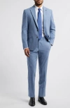 Jack Victor Esprit Blue Mixy Check Stretch Wool Suit In Light Blue