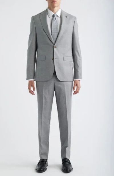 Jack Victor Esprit Contemporary Fit Light Grey Glen Check Super 100s Wool Suit In Gray