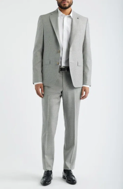 Jack Victor Esprit Contemporary Fit Light Grey Micro Houndstooth Super 130s Wool Suit In Gray