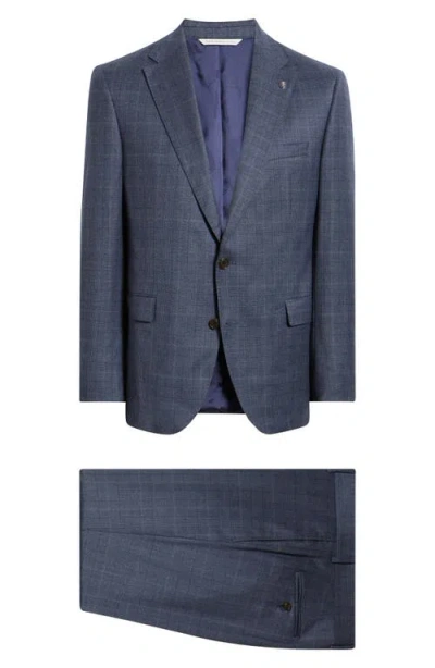 Jack Victor Esprit Contemporary Fit Mid Blue Check Super 110s Wool Suit