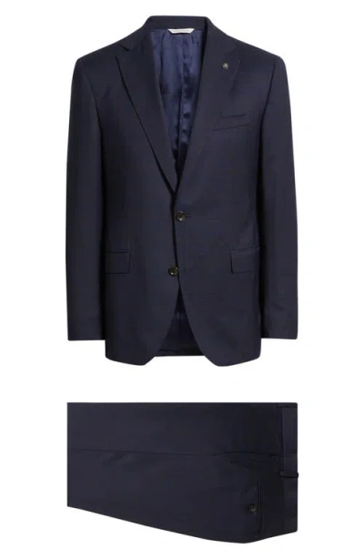 Jack Victor Esprit Navy Deco Plaid Wool Suit In Blue
