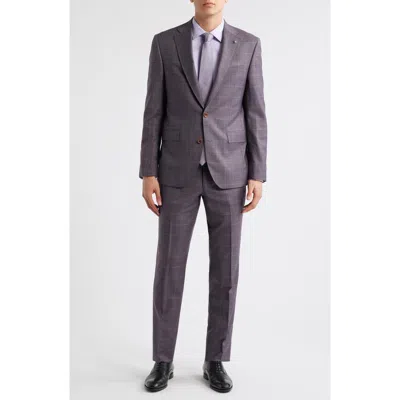 Jack Victor Esprit Regular Fit Burgundy Plaid Super 120s Wool Suit