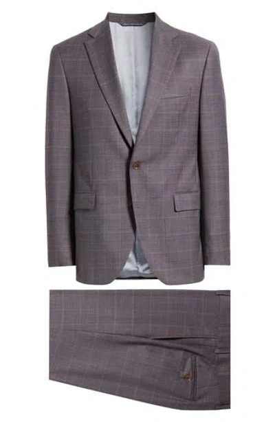 Jack Victor Esprit Regular Fit Burgundy Plaid Super 120s Wool Suit