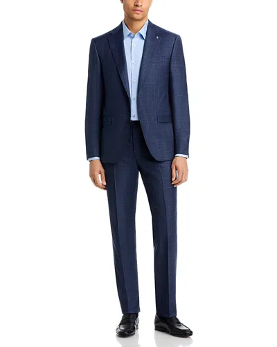 Jack Victor Esprit Regular Fit Melange Tonal Windowpane Suit In Blue