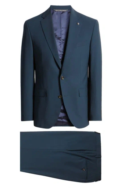 Jack Victor Esprit Solid Stretch Wool Suit In Navy