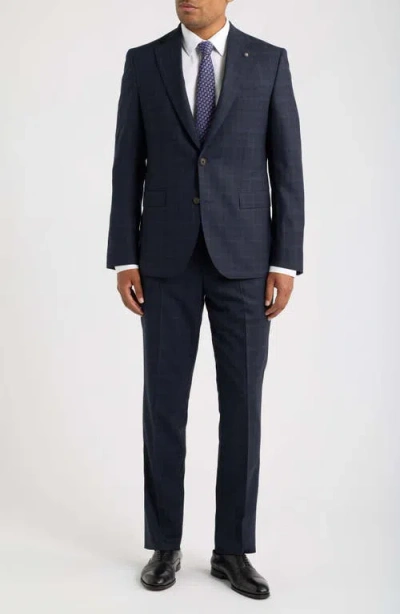 Jack Victor Esprit Tonal Plaid Wool Suit In Blue