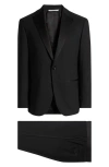 Jack Victor Ezra Notched Lapel Black Wool Tuxedo In Black