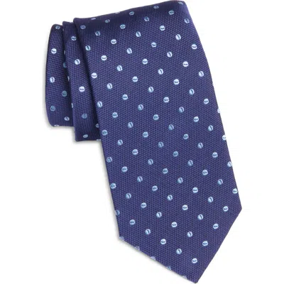 Jack Victor Fabien Neat Embroidered Dot Silk Tie In Blue