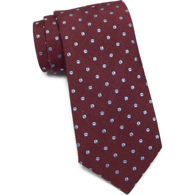 Jack Victor Fabien Neat Embroidered Dot Silk Tie In Burgundy