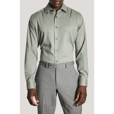 Jack Victor Flannelite Cotton Long Sleeve Sport Shirt In Sage