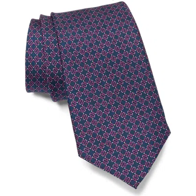 Jack Victor Fret & Square Silk Tie In Berry