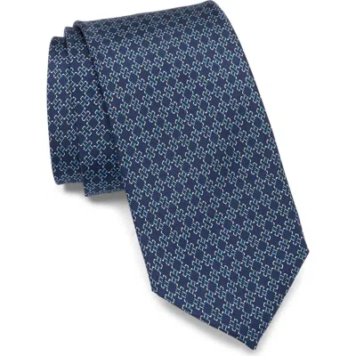 Jack Victor Fret & Square Silk Tie In Blue