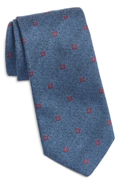 Jack Victor Geometric Cotton, Silk & Wool Tie In Blue