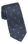 Jack Victor Geometric Cotton, Silk & Wool Tie In Blue
