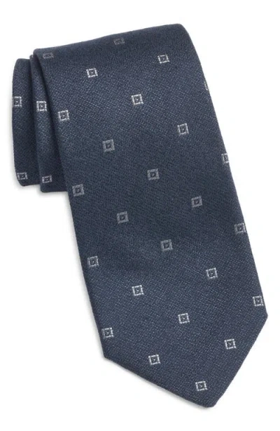 Jack Victor Geometric Cotton, Silk & Wool Tie In Blue