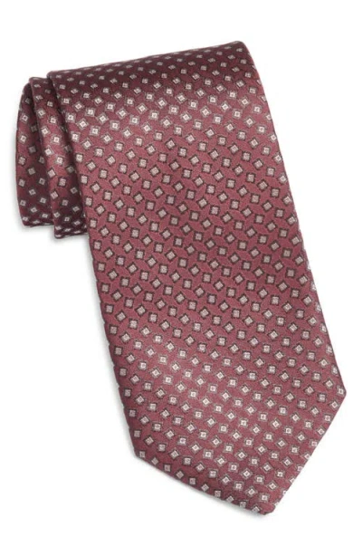 Jack Victor Geometric Silk Tie In Brown