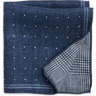Jack Victor Gillis Reversible Silk Pocket Square In Navy