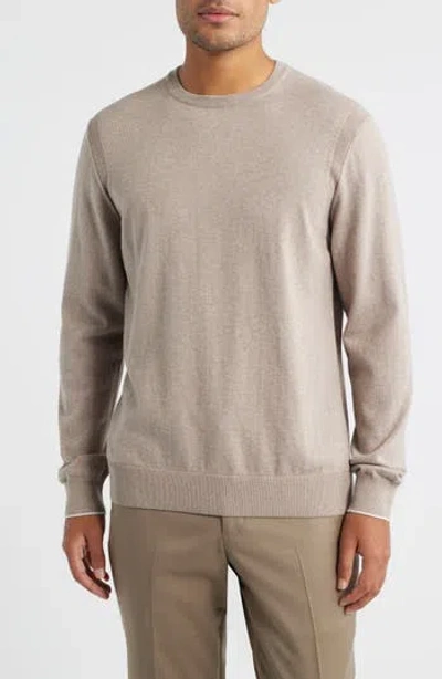 Jack Victor Grassi Crewneck Cotton & Cashmere Sweater In Brown