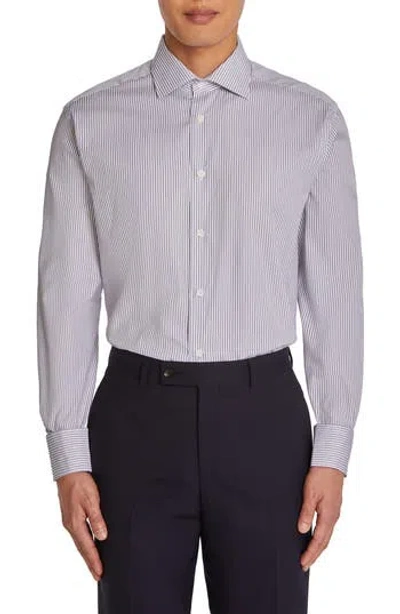 Jack Victor Greene Midnight Stripe Cotton Dress Shirt In Navy/white