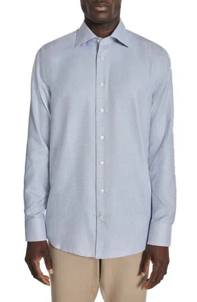 Jack Victor Grosvenor Basket Weave Dress Shirt In Navy