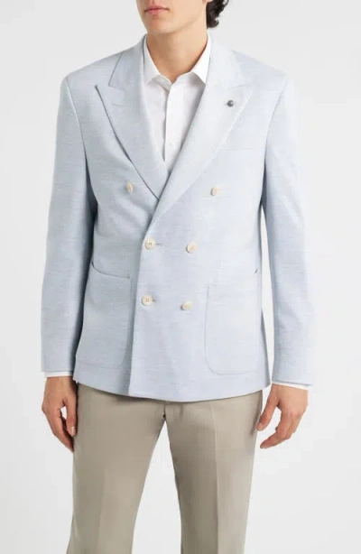 Jack Victor Hall Comfortwear™ Light Blue Mélange Knit Wool Double Breasted Blazer