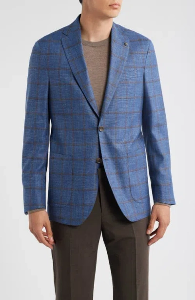 Jack Victor Hampton Blue Deco Plaid Wool & Silk Blend Sport Coat In Multi