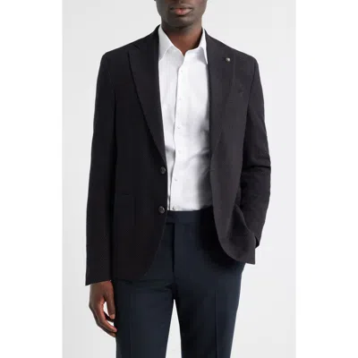 Jack Victor Hampton Contemporary Fit Textured Knit Wool Sport Coat In Black