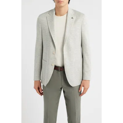 Jack Victor Hampton Cream & Green Houndstooth Knit Linen & Cotton Sport Coat In Gray