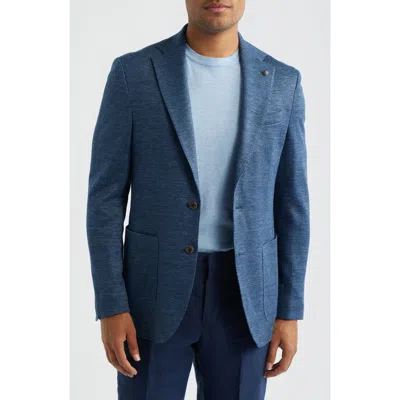 Jack Victor Hampton Navy Knit Cotton & Wool Mélange Sport Coat In Blue