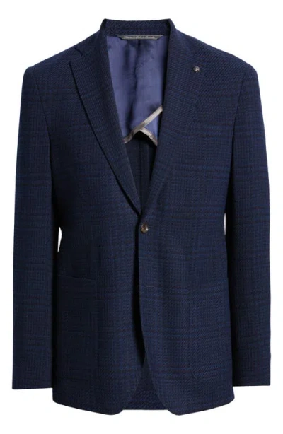 Jack Victor Hampton Plaid Stretch Wool Sport Coat In Navy