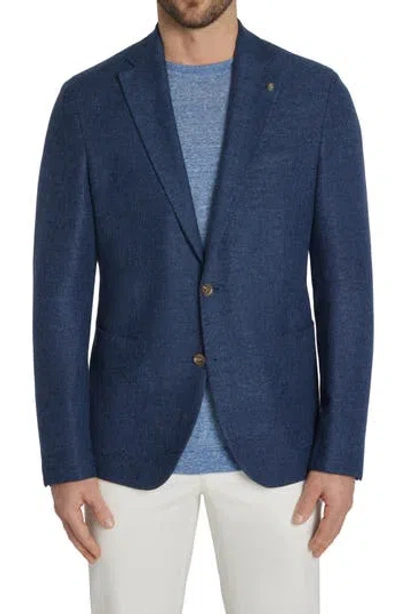 Jack Victor Hampton Solid Knit Wool & Linen Blend Sport Coat In Medium Blue