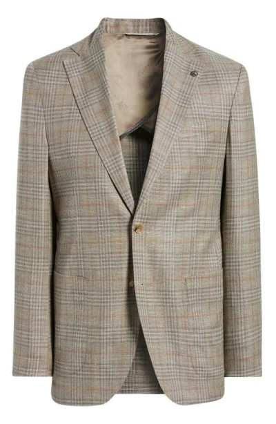 Jack Victor Hampton Tan Glen Check Knit Wool Sport Coat In Brown