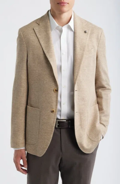 Jack Victor Hampton Tan Knit Cotton & Linen Sport Coat In Blue