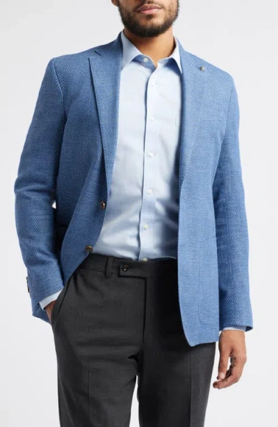 Jack Victor Hampton Textured Cotton & Linen Blend Sport Coat In Blue