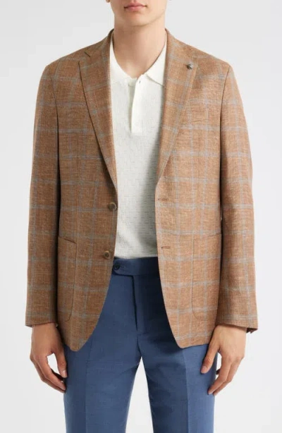 Jack Victor Hampton Tobacco Plaid Sport Coat In Brown