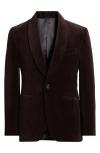 Jack Victor Harley Shawl Collar Cotton Herringbone Dinner Jacket In Burgundy