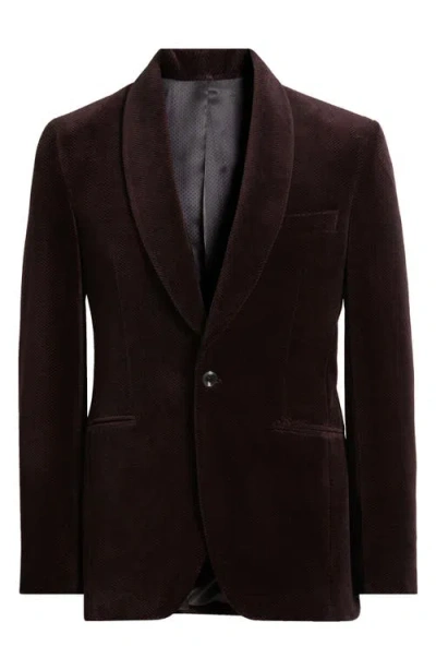 Jack Victor Harley Shawl Collar Cotton Herringbone Dinner Jacket In Burgundy