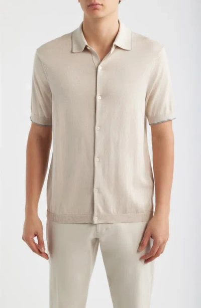 Jack Victor Harrison Knit Button-up Shirt In Neutral
