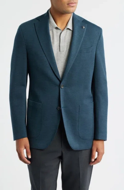 Jack Victor Hartford Teal Mélange Knit Wool Sport Coat In Blue