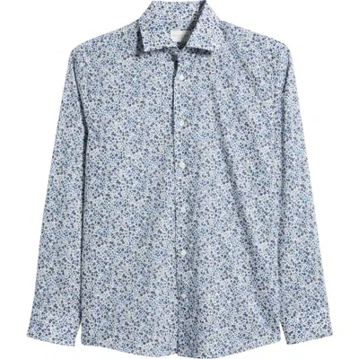 Jack Victor Laurendeau Floral Cotton Button-up Shirt In Blue