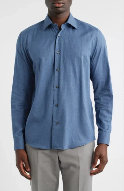 Jack Victor Leonard Cotton Button-up Shirt In Blue