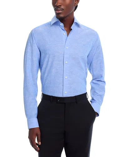 Jack Victor Linen & Cotton Shirt In Blue