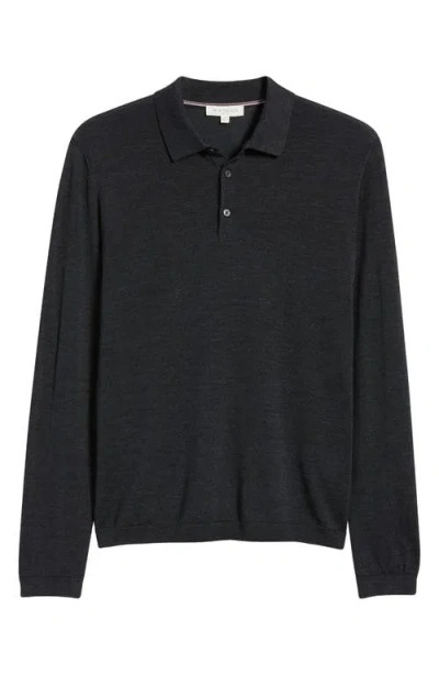 Jack Victor Long Sleeve Wool & Silk Polo Sweater In Multi
