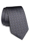 Jack Victor Lorimer Medallion Print Silk Tie In Charcoal
