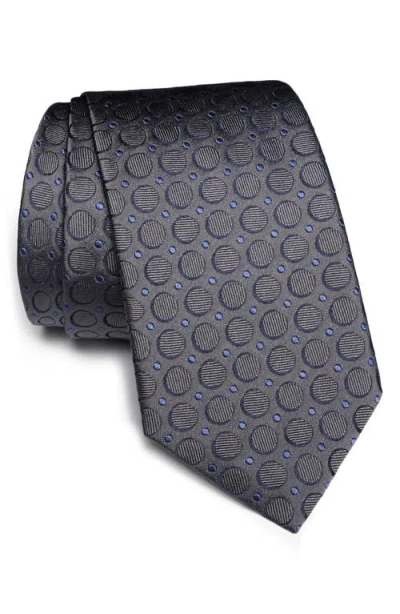 Jack Victor Lorimer Medallion Print Silk Tie In Charcoal